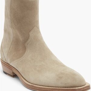 Stuart Weitzman Men's Suede Western Boot - Beige